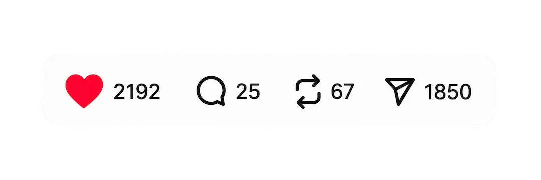 2192 me gusta, 25 comentarios, 67 republicaciones y 1850 envíos